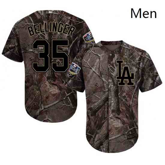 Mens Majestic Los Angeles Dodgers 35 Cody Bellinger Authentic Camo Realtree Collection Flex Base 2018 World Series Jersey